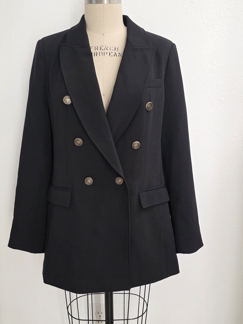 Elie Tahari NWT Classic Double-Breasted Black Blazer Jacket Size 12